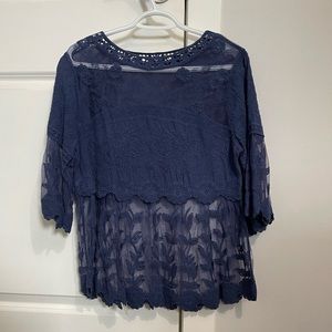 Women’s navy floral blouse, size small